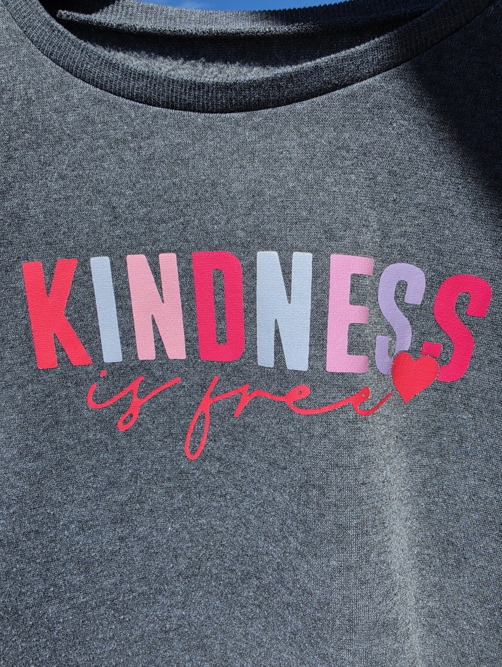 Kindness Is Free Gray Graphic Sweatshirt Size Large